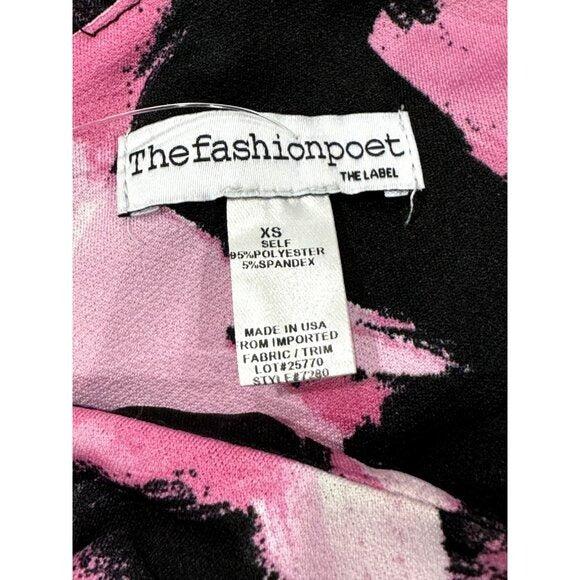 One-Shoulder Pink & Black Abstract Print Dress XS By The Fashion Spot