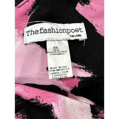 One-Shoulder Pink & Black Abstract Print Dress XS By The Fashion Spot