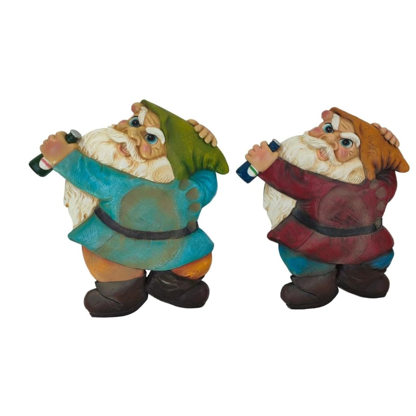 Set of 2 Garden Gnome Decor for Outside-10 High X 9" Wide Stepping Stone-Lying Dwarf Statue Gets Stomped with Footprint, Unique Funny Patio