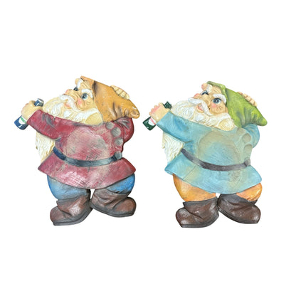 Set of 2 Garden Gnome Decor for Outside-10 High X 9" Wide Stepping Stone-Lying Dwarf Statue Gets Stomped with Footprint, Unique Funny Patio