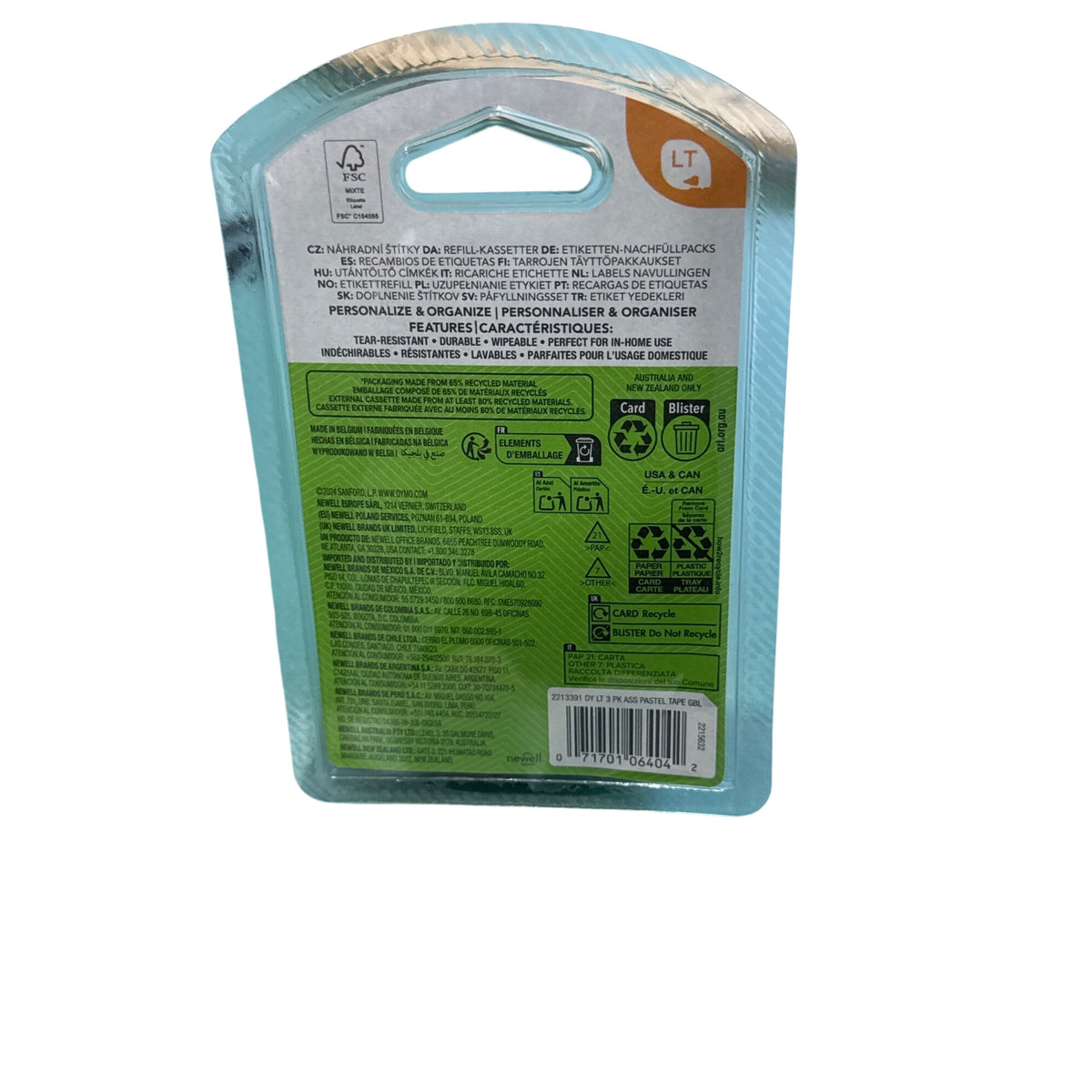 DYMO LetraTag Label Refills Pastel Variety Pack 3-Pack 12mm x 4m Strawberry Cream Pistachio Cream Daydream