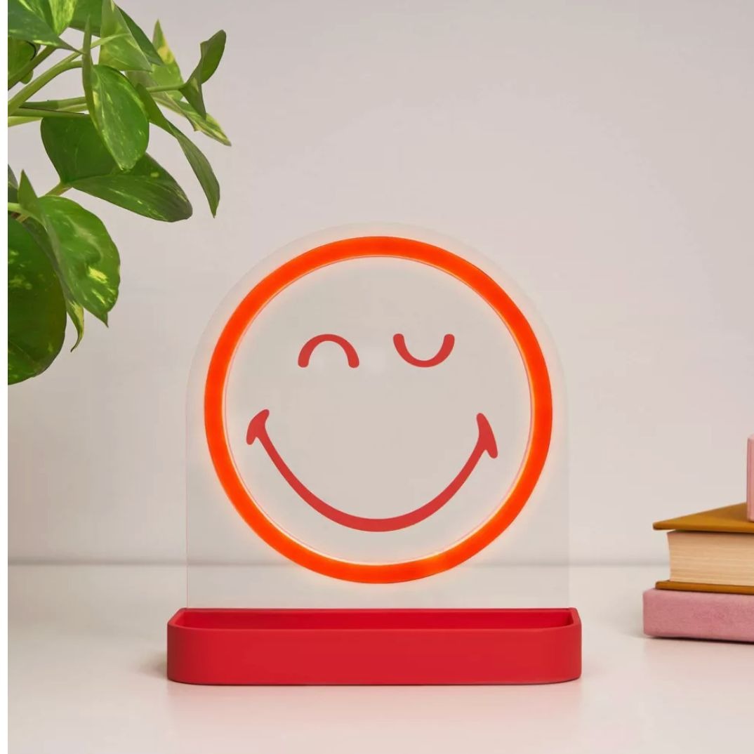 SmileyWorld LED Light-Up Desk Tray With USB Power - Red & Orange