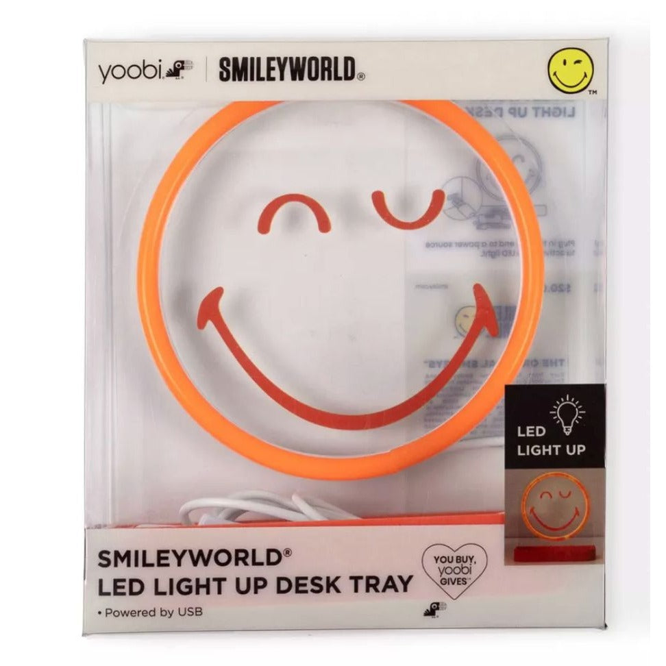 SmileyWorld LED Light-Up Desk Tray With USB Power - Red & Orange