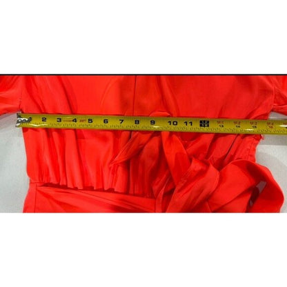 Steve Madden Red Satin Long Sleeve Mini Dress With Tie Waist 2