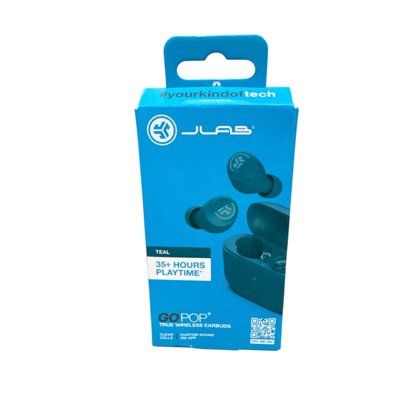 JLab Go Pop+ True Wireless Earbuds 35+ Hours Playtime Teal Sweat and Splashproof Bluetooth Custom Sound Clear Calls USB-C Charging Case