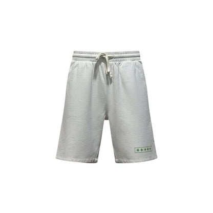 BP. + Wildfang Women's White Cotton Blend Drawstring Shorts With Green Detail Size S