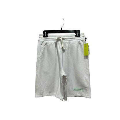BP. + Wildfang Women's White Cotton Blend Drawstring Shorts With Green Detail Size S