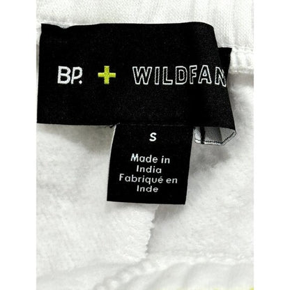 BP. + Wildfang Women's White Cotton Blend Drawstring Shorts With Green Detail Size S