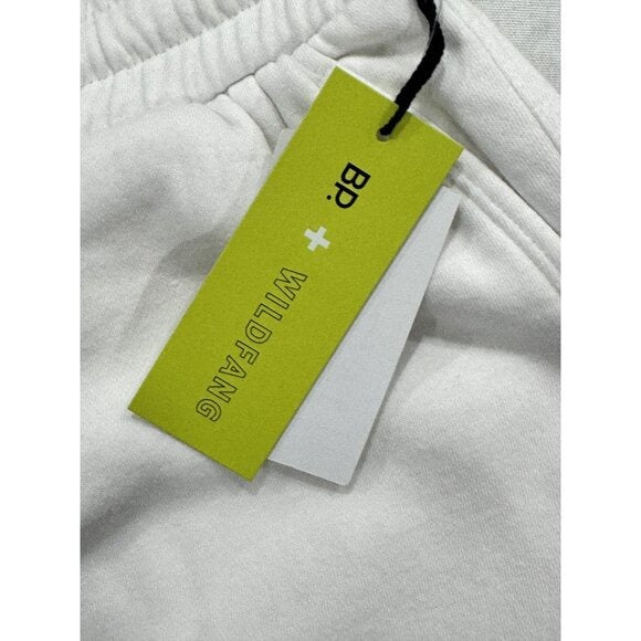 BP. + Wildfang Women's White Cotton Blend Drawstring Shorts With Green Detail Size S