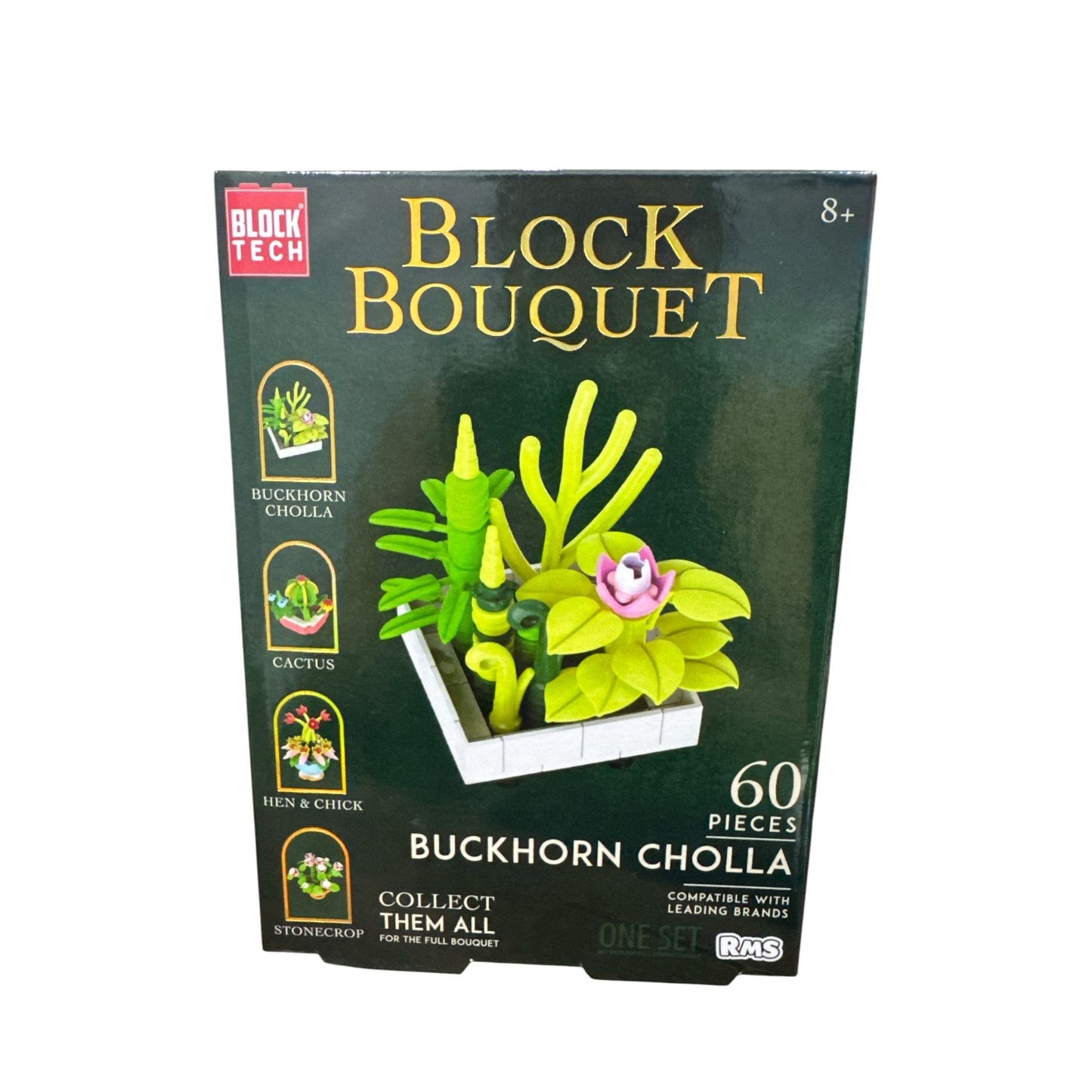 Block Tech Block Bouquet Buckhorn Cholla Building Set 60 Pieces Collectible For Ages 8+ Compatible With Leading Brands
