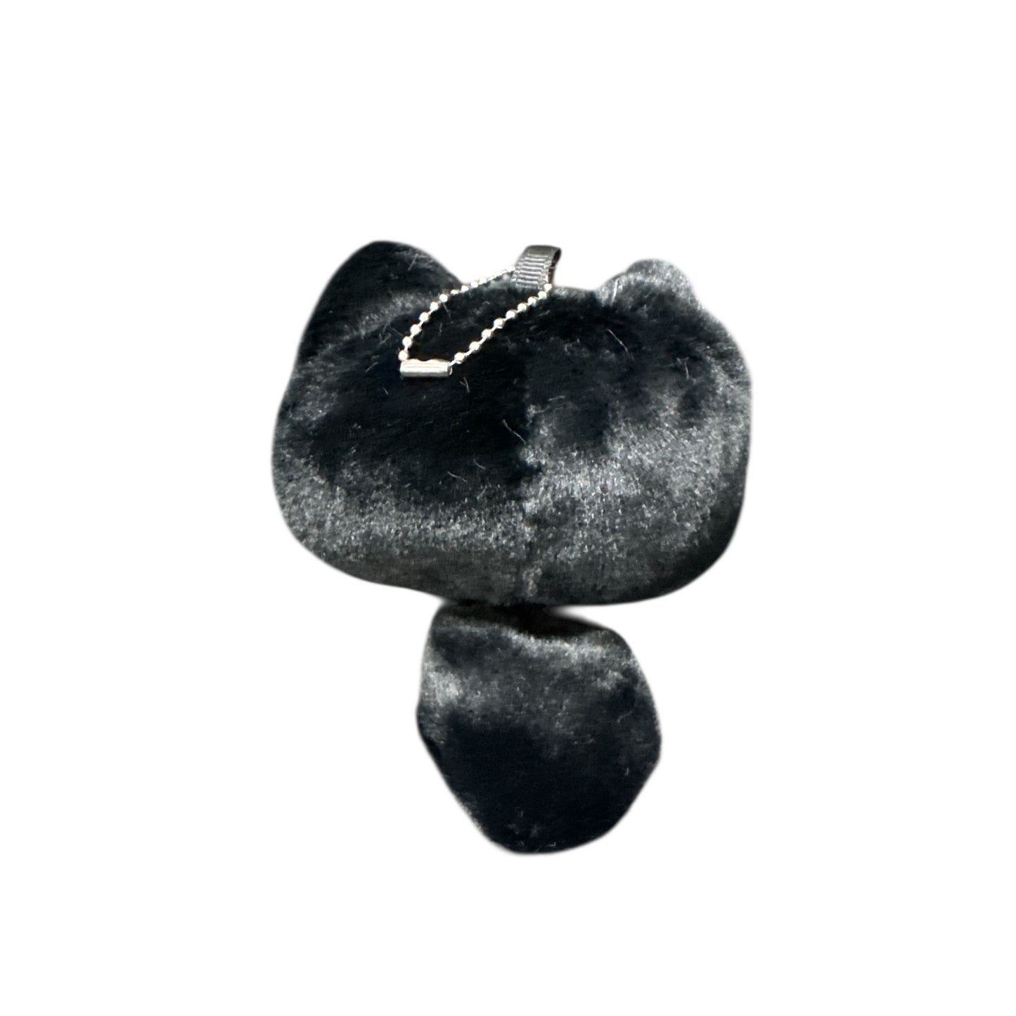 Black Cat Plush Charm With Embroidered Details & Chain Clip For Bags Or Keys
