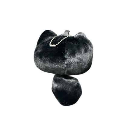 Black Cat Plush Charm With Embroidered Details & Chain Clip For Bags Or Keys