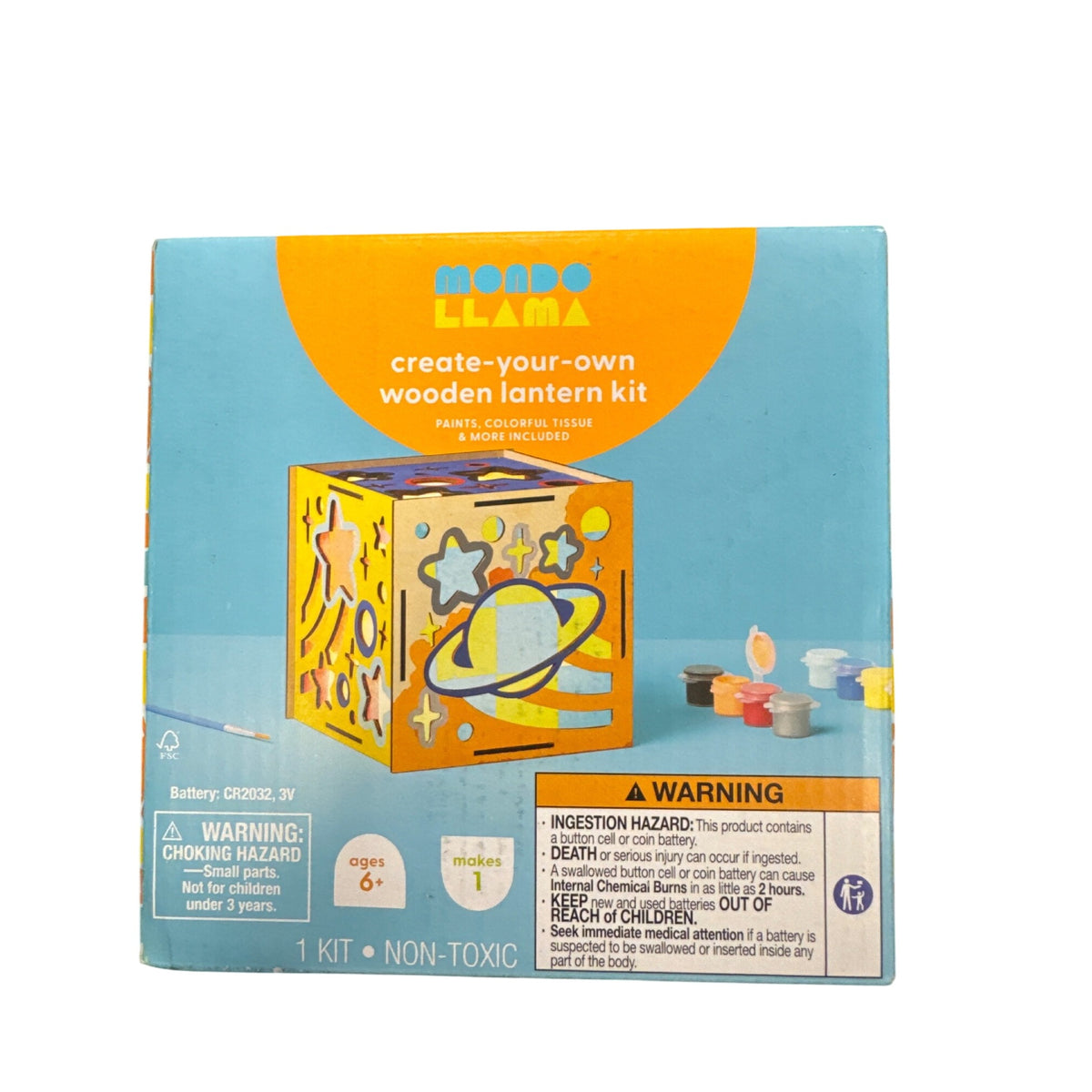 Mondo Llama Create-Your-Own Lantern & Paint-Your-Own Lit Tent Craft Kits For Ages 6+ Non-Toxic Includes Paints & Brushes