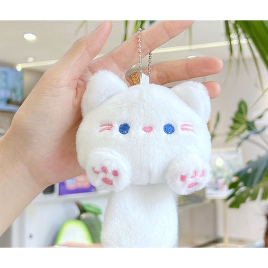 Cute White Cat Plush Charm For Bags & Accessories