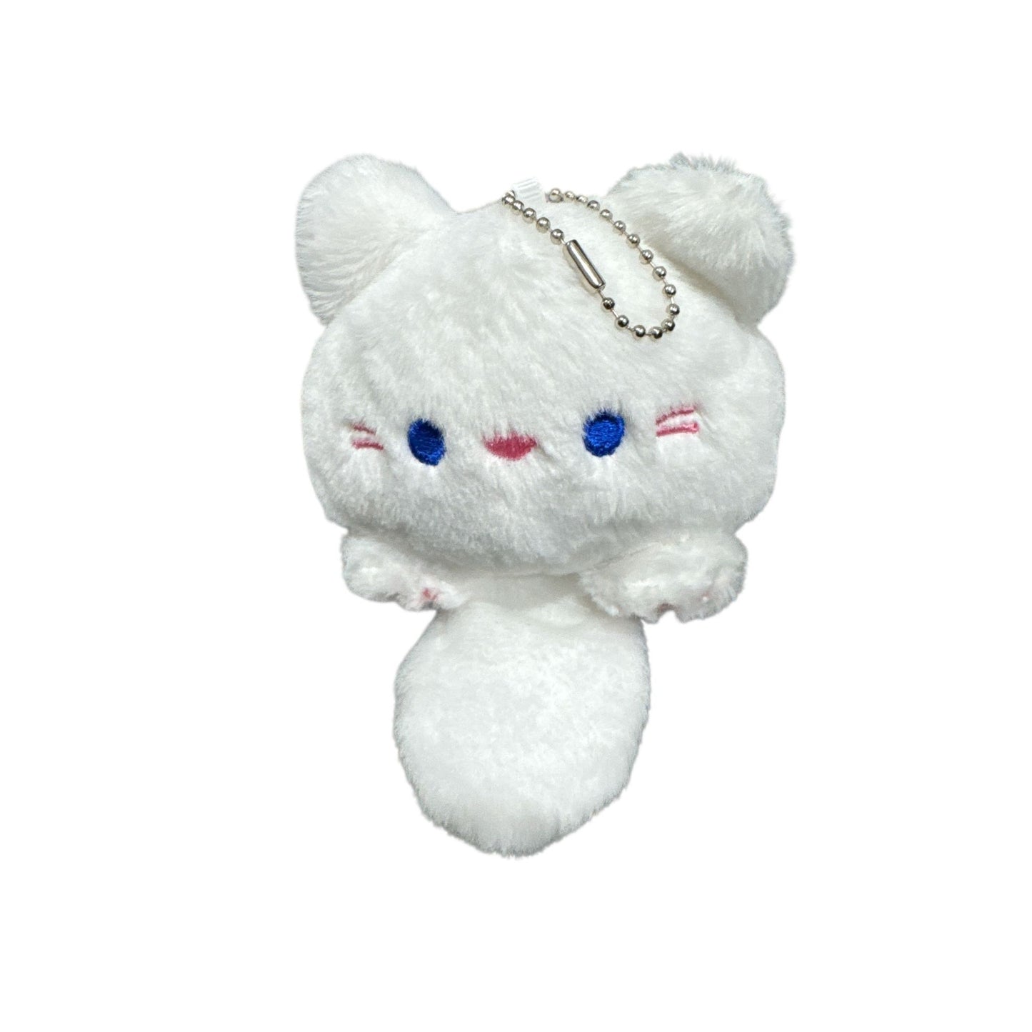 Cute White Cat Plush Charm For Bags & Accessories