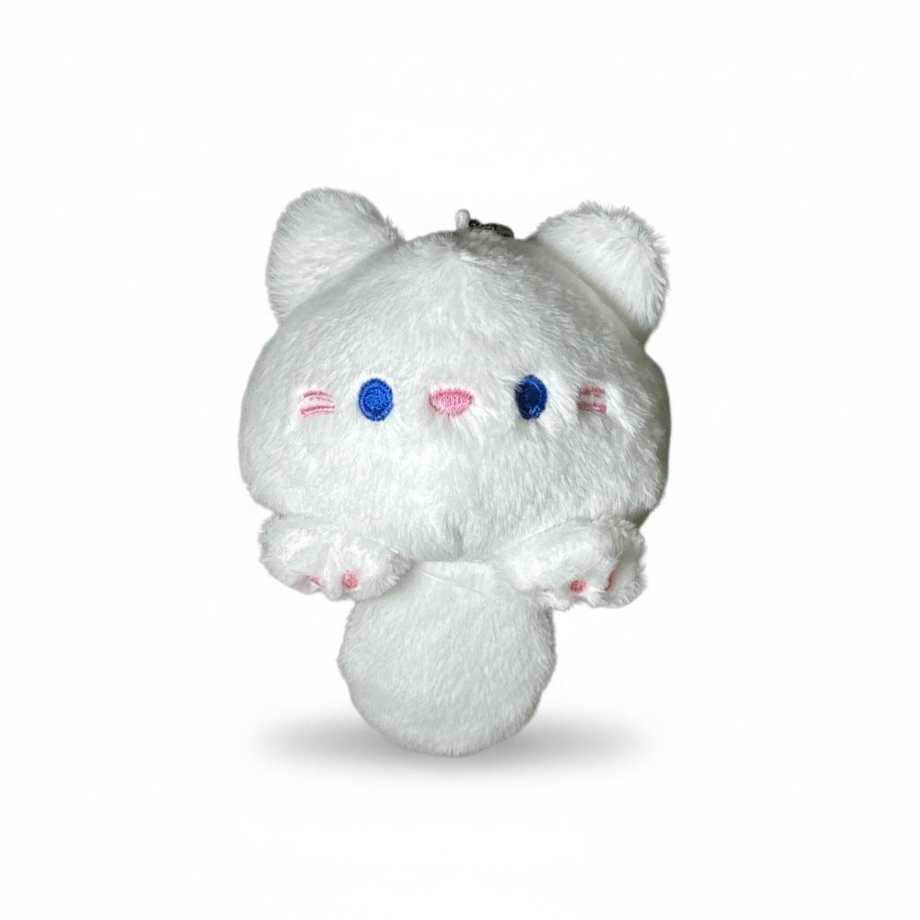 Cute White Cat Plush Charm For Bags & Accessories