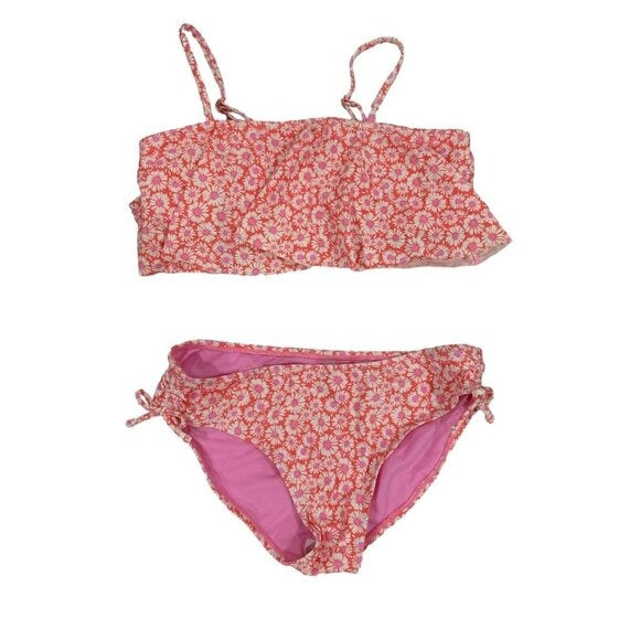 Raisins Girls Floral Pink & White Two-Piece Bikini Swimsuit Size 16