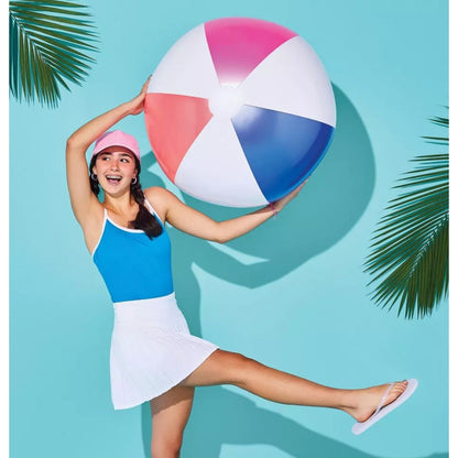 Set of 3 Sun Squad Inflatable Beach Ball 25" Diameter With Repair Patch Outdoor Pool Fun Summer Toy