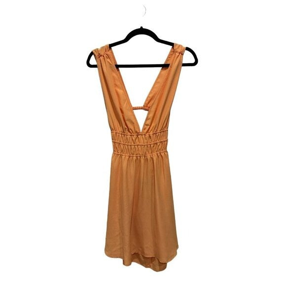 Vero Moda Women's Sleeveless Smocked Waist Mini Dress Orange Size M