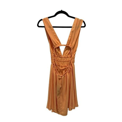 Vero Moda Women's Sleeveless Smocked Waist Mini Dress Orange Size M