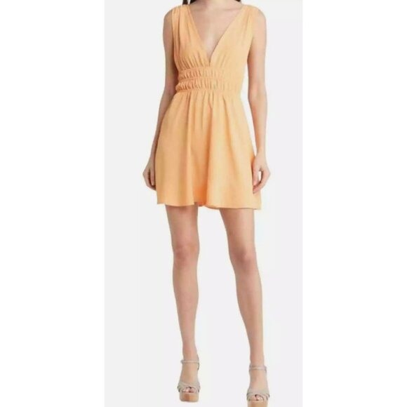 Vero Moda Women's Sleeveless Smocked Waist Mini Dress Orange Size M
