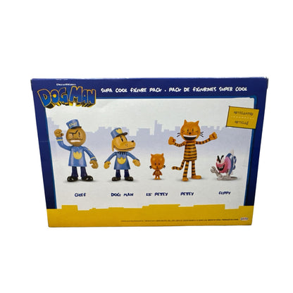 Dog Man Supa Cool Articulated Figure Pack By Jakks Pacific Includes Dog Man, Petey Lil’ Petey, Chief & Flippy Ages 4+