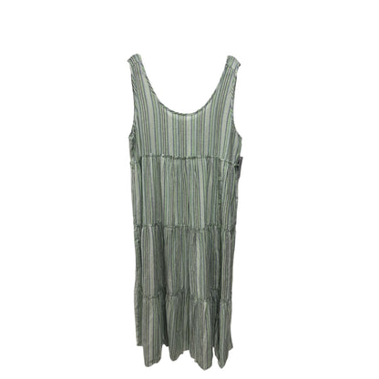 Striped Sleeveless Maxi Dress With Tiered Design By Stitchdrop In Green & White XL
