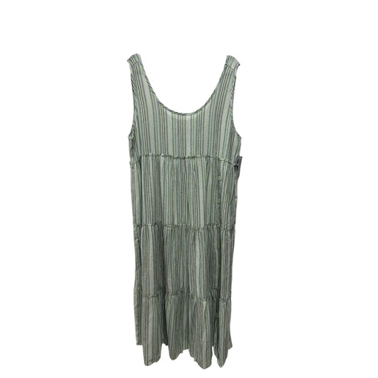 Striped Sleeveless Maxi Dress With Tiered Design By Stitchdrop In Green & White XL