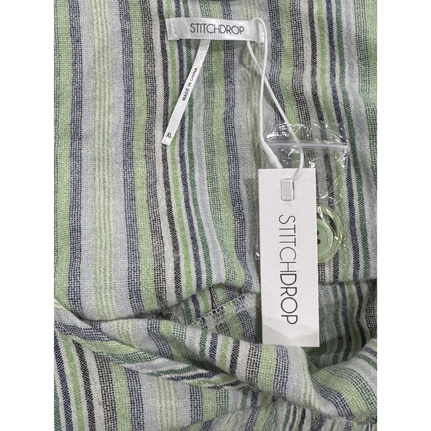 Striped Sleeveless Maxi Dress With Tiered Design By Stitchdrop In Green & White XL
