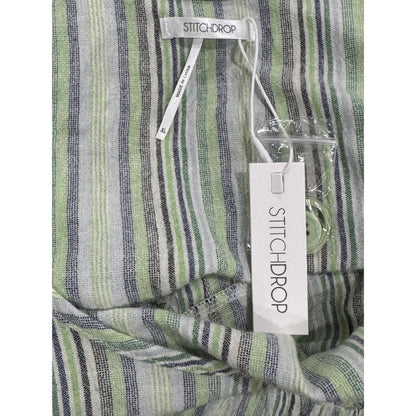 Striped Sleeveless Maxi Dress With Tiered Design By Stitchdrop In Green & White XL