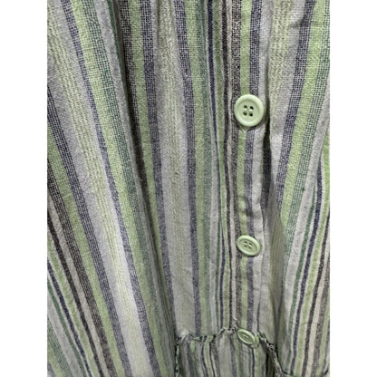 Striped Sleeveless Maxi Dress With Tiered Design By Stitchdrop In Green & White XL