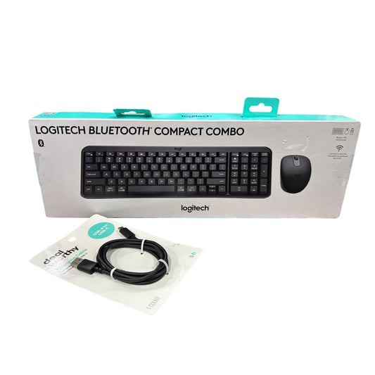 Logitech Bluetooth Keyboard & Mouse Compact Combo With USB-C Charging Cable 5 Ft Black