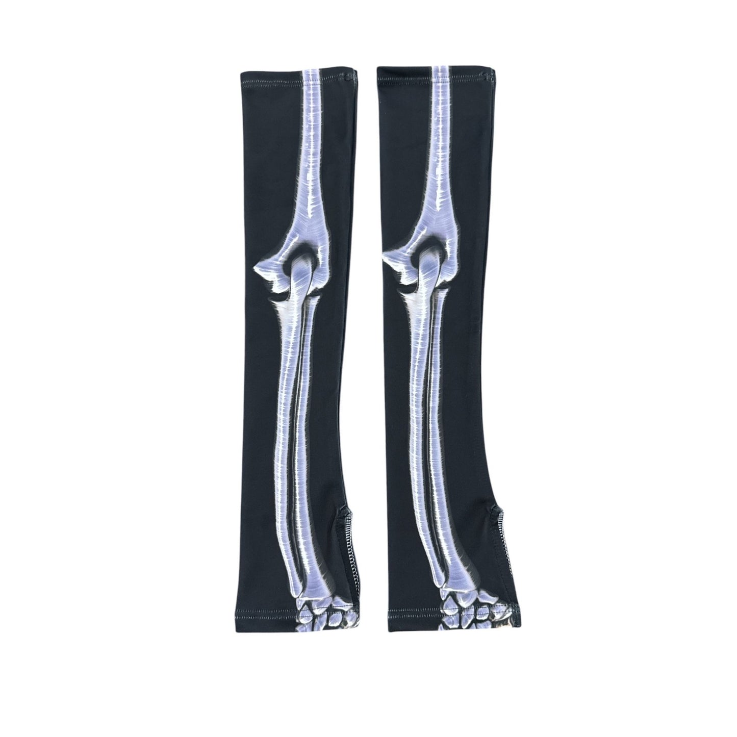 Skeleton Bone Print Arm Sleeves By Candy Catz Black & White Stretchy Accessory For Costume  XS