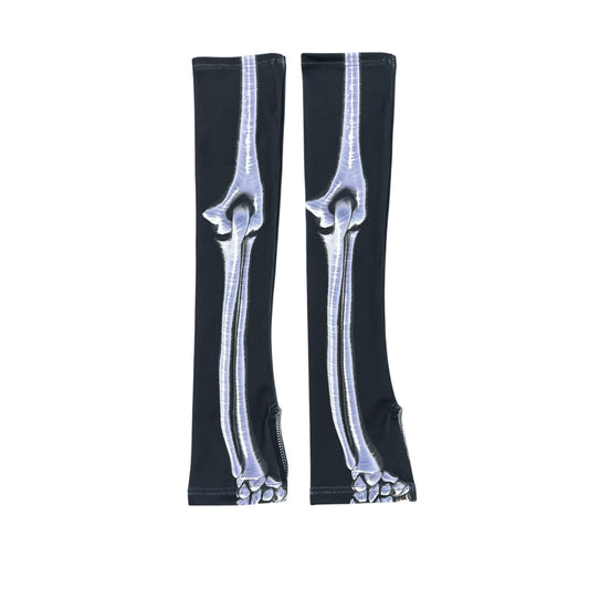 Skeleton Bone Print Arm Sleeves By Candy Catz Black & White Stretchy Accessory For Costume  XS