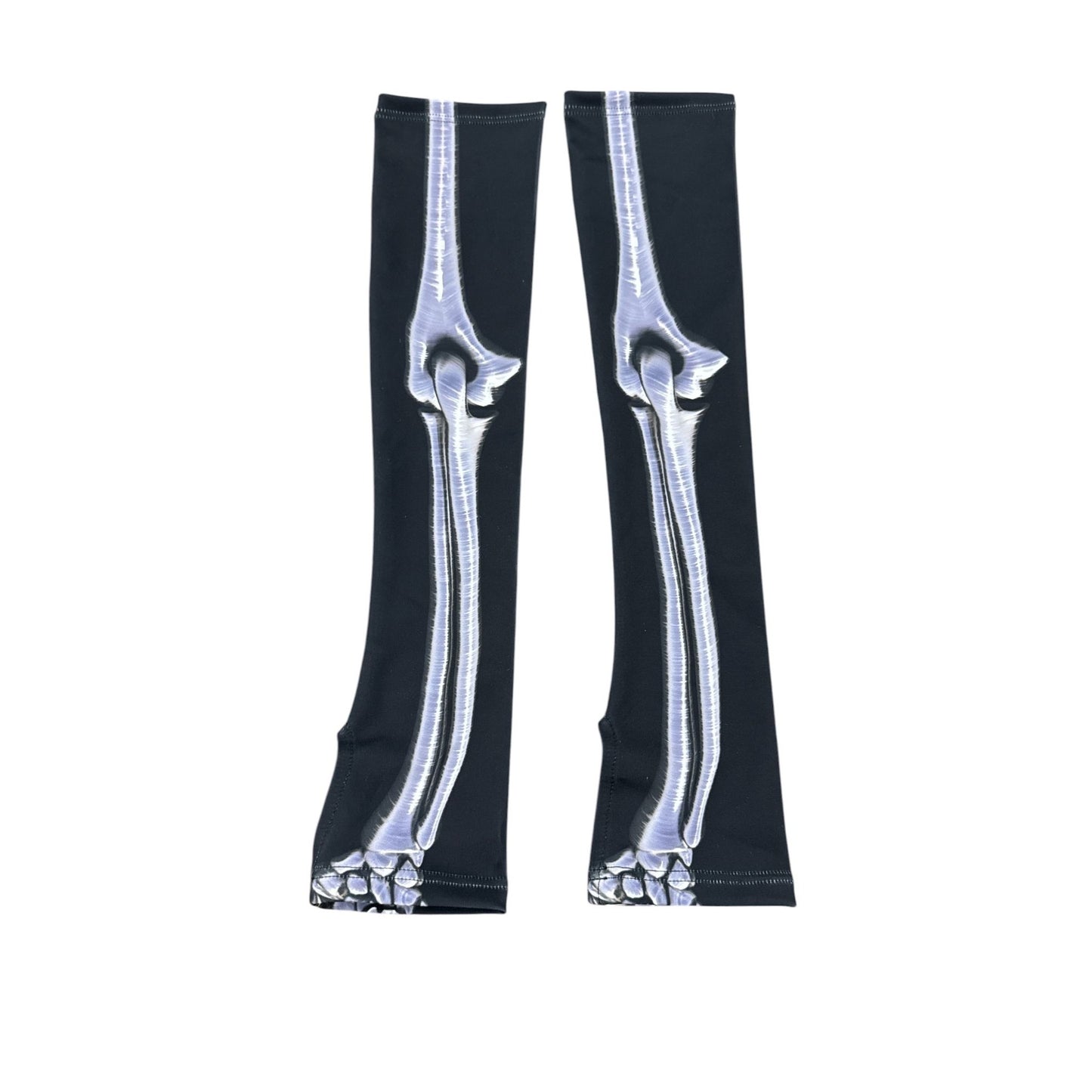 Skeleton Bone Print Arm Sleeves By Candy Catz Black & White Stretchy Accessory For Costume  XS