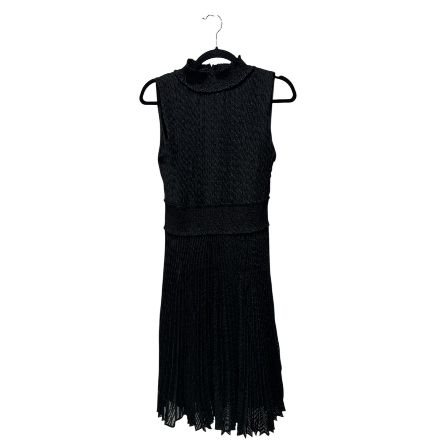 Nanette Lepore Black Sleeveless Pleated Mock Neck Dress Size 8