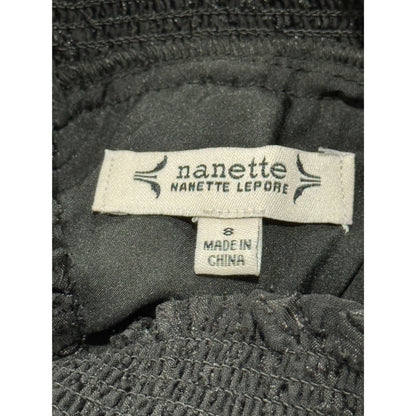 Nanette Lepore Black Sleeveless Pleated Mock Neck Dress Size 8