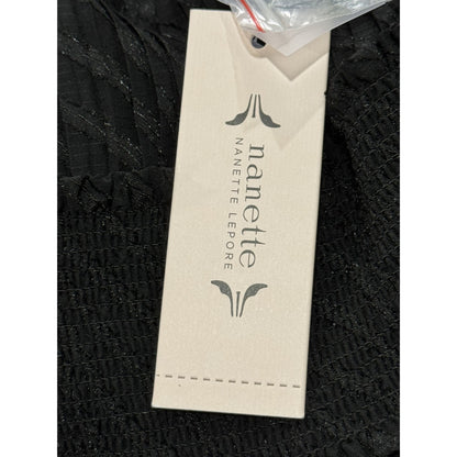 Nanette Lepore Black Sleeveless Pleated Mock Neck Dress Size 8