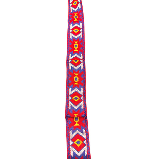 Colorful Southwestern Woven Jacquard Ribbon Trim Red & Blue Geometric Pattern 2 Inches Wide Crafting & Sewing Supplies 20 Yards