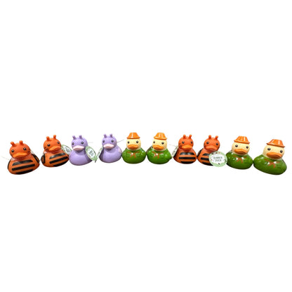 Set Of 10 Assorted Rubber Ducks In Fun Animal & Character Designs For Kids 6 Months+