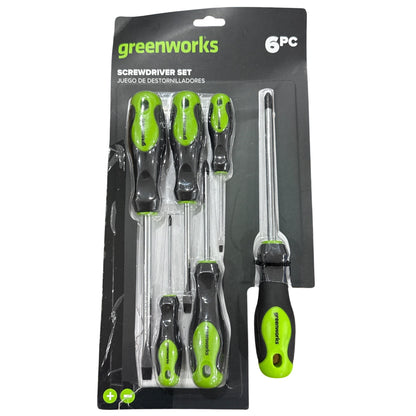Greenworks 6-Piece Magnetic Tip Screwdriver Set With Ergonomic Handles Slotted & Phillips (Home tools set)