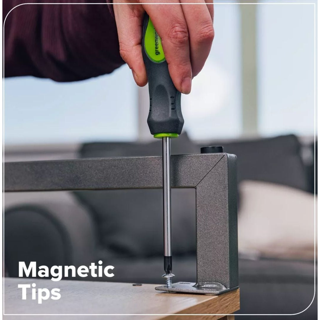 Greenworks 6-Piece Magnetic Tip Screwdriver Set With Ergonomic Handles Slotted & Phillips (Home tools set)