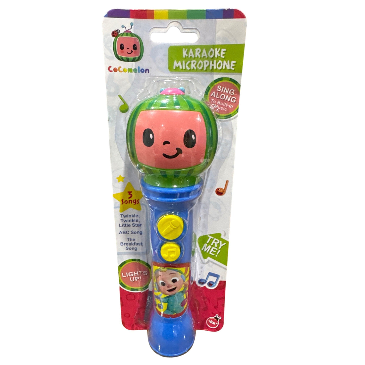Cocomelon Karaoke Microphone Toy With Flashing Lights & Built-In Music For Kids 18M+