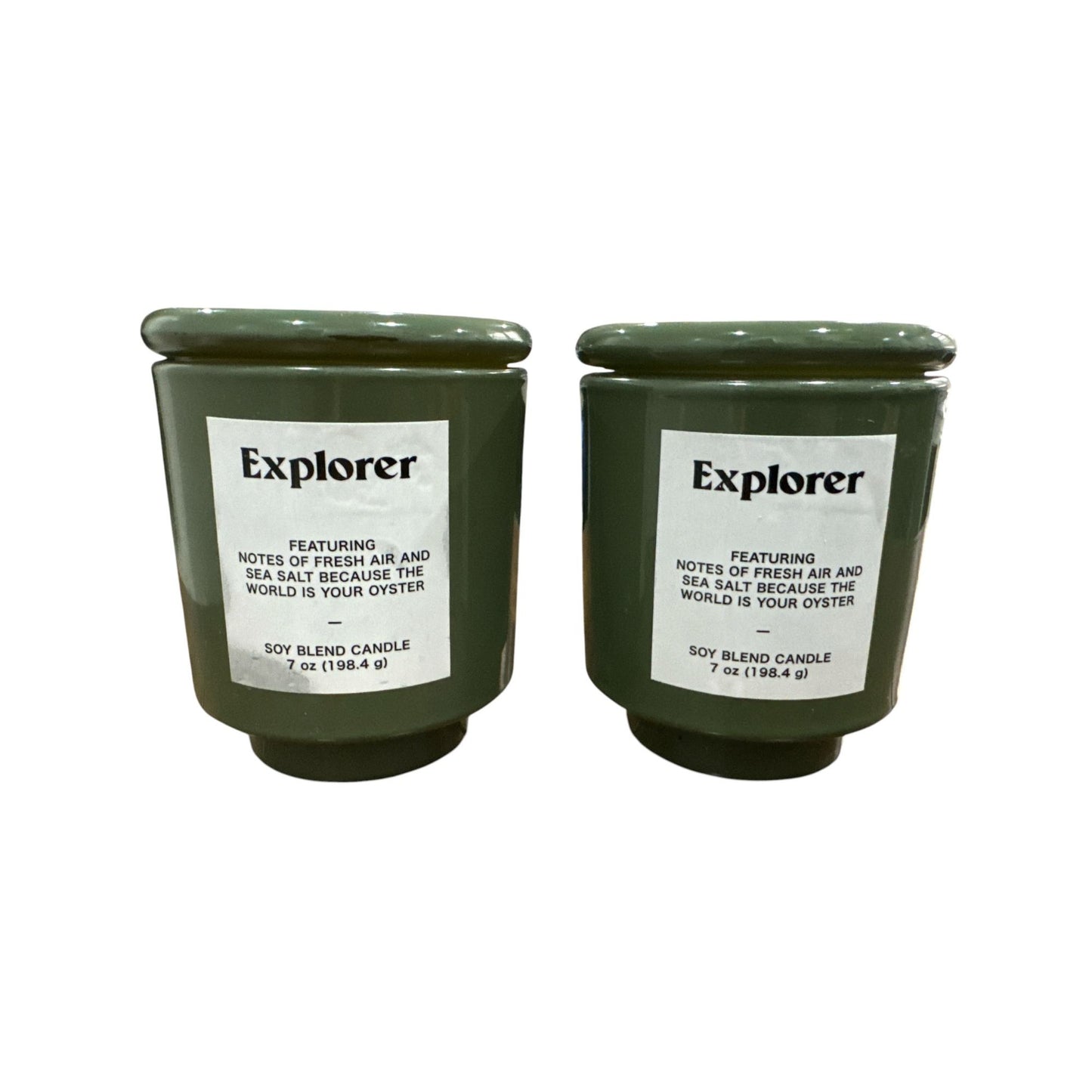 Explorer Soy Blend Candle 7oz Green Jar Set Of 2 Fresh Air & Sea Salt Scented