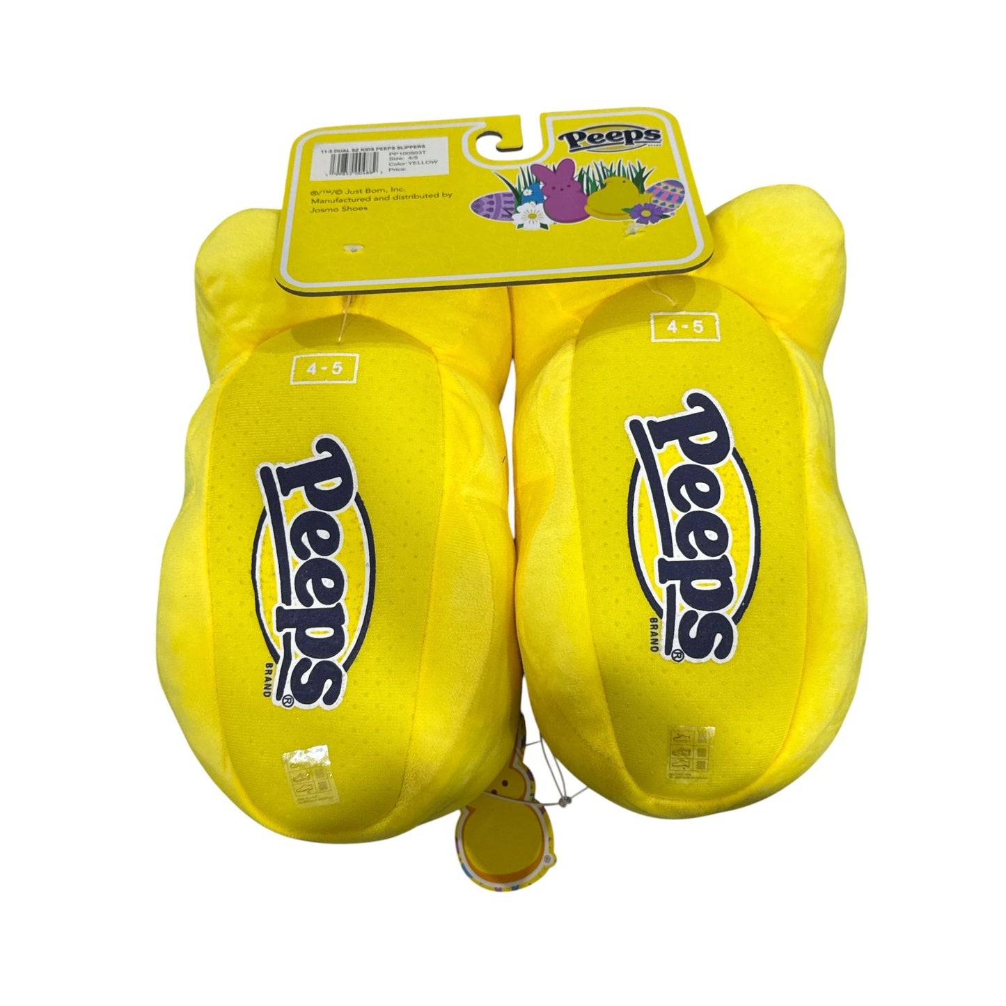 Peeps Plush Yellow Bunny Slippers Size 4/5 Youth Soft Indoor Footwear Easter Gift Idea