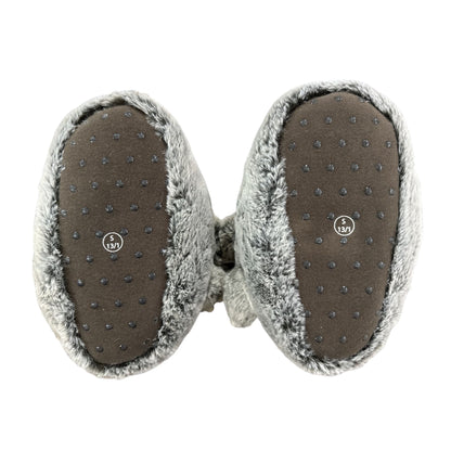 Cat & Jack Kids Sloth Plush Slippers Size S (13/1) Faux Fur Outer Non-Slip Sole Cozy Sherpa Lining Gray & Beige