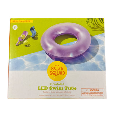 Inflatable LED Swim Tube With Shake-Activated Lights 36" Diameter Sun Squad