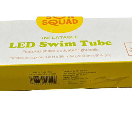 Inflatable LED Swim Tube With Shake-Activated Lights 36" Diameter Sun Squad