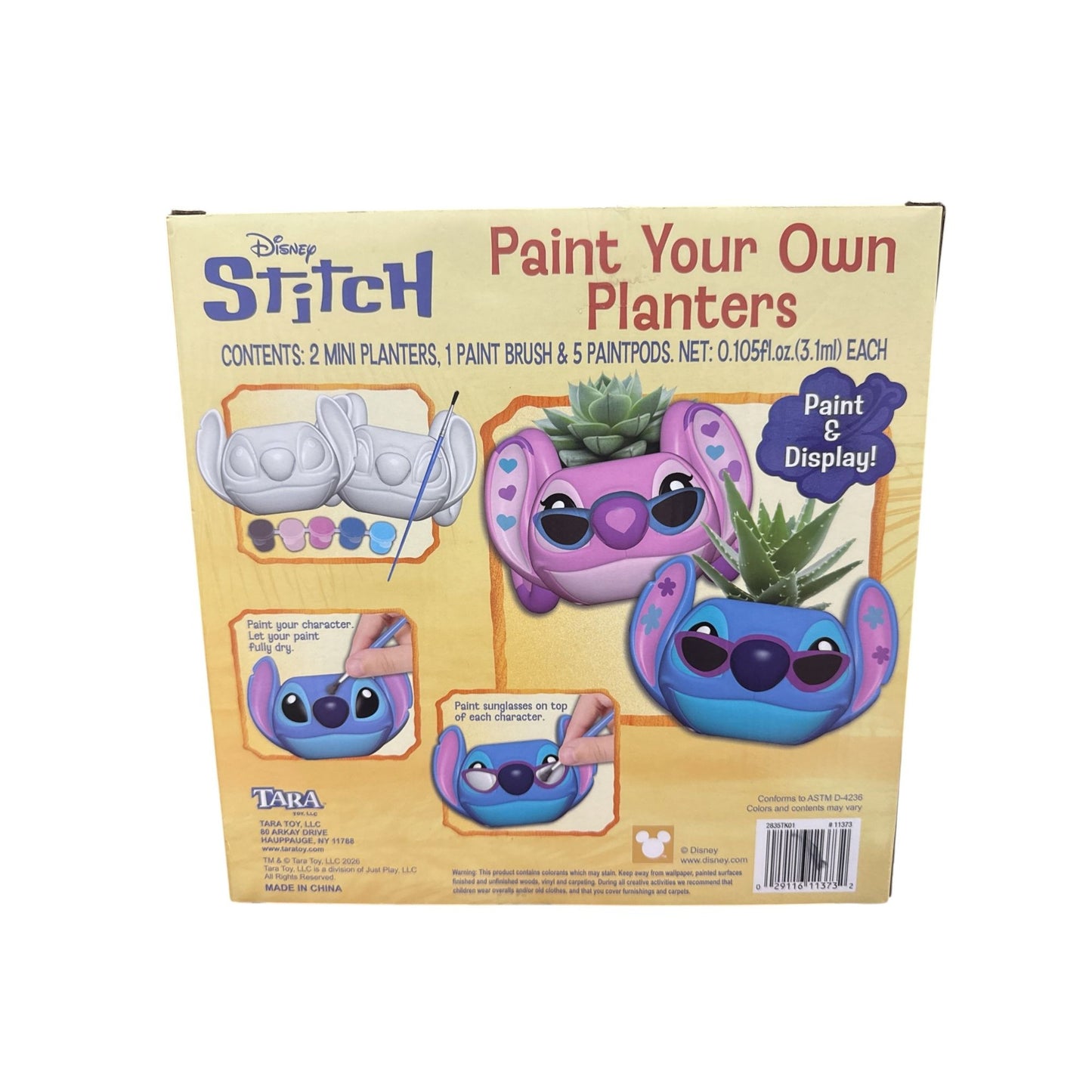 Disney Stitch Paint Your Own Planters Kit - Includes 2 Mini Planters, Paint Brush & 5 Paint Pods - Ages 8+