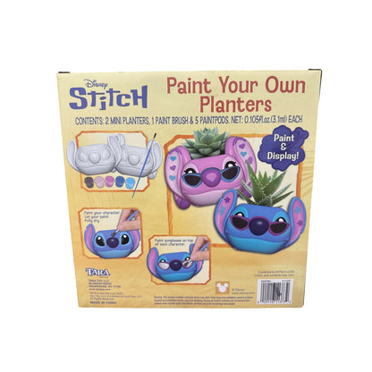 Disney Stitch Paint Your Own Planters Kit - Includes 2 Mini Planters, Paint Brush & 5 Paint Pods - Ages 8+